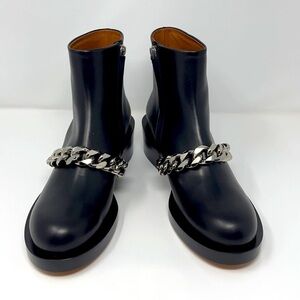 Givenchy Laura Black Chain Trimmed Leather Ankle Boots Women’s Size 7-7.5